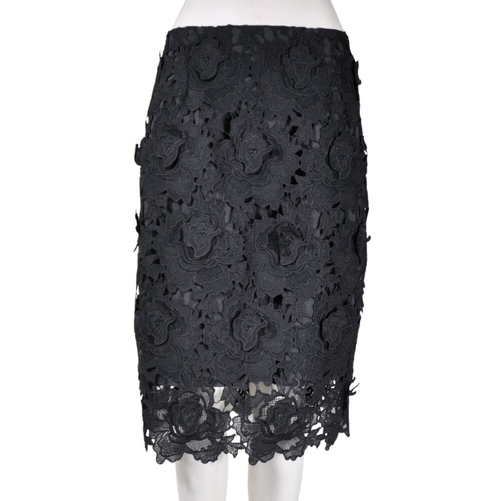 & Ampersand Avenue Black Floral Lace Pencil Skirt – Size L